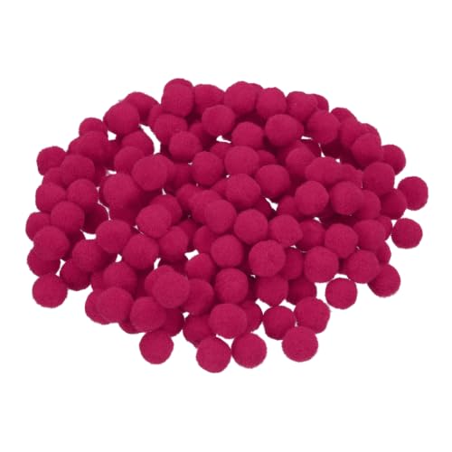 MECCANIXITY 180Pcs Pom Poms, 0.6inch Craft Balls, Dark Magenta | Pompoms, 15mm Small Fuzzy Puff Ball Bulk for Arts DIY Creative Crafts Making Party Home Decorations Hobby Supplies