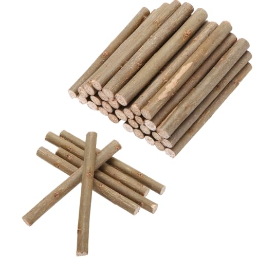 MECCANIXITY Wood Log Sticks 4 Inch Long 0.2-0.5 Inch Dia, Brown 30Pcs | Natural Wooden Craft Sticks with Bark Natural Twigs Rustic Wooden Branches for DIY Crafts Home Decor Festival