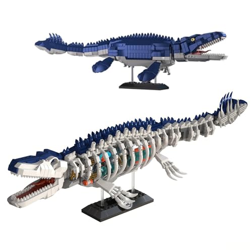Mechanical Mosasaurus Dinosaur Building Block Set for Adults, Compatible with Lego Dinosaur, 1026PCS Ocean Animal Skeleton World Model Toys with Stand, STEM Collection Gifts for Teens Boys Age 8-12