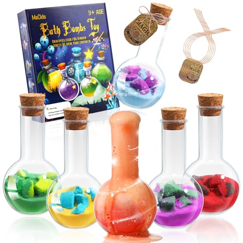 MeCids Magic Potion Bubble Bath Bombs for Kids -Bath Color Tablets Bath Potions for Toddlers Ages 4-12 Fun Science Kit Gift for Birthday, Halloween,Christmas- 6 Pack