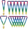 Medal Ribbons 24Pcs Polyester Medal Straps Award Neck Ribbons Lanyards with Alloy Clasps for Sport Party