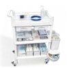Medical Trolley Cart with 2 Drawers and 3 Tiers, Rolling Utility Cart for Beauty Salon Hospital Clinic, Medical Cart with Wheels and Lockable Casters, ABS Storage Cart with Side Trash Bucket
