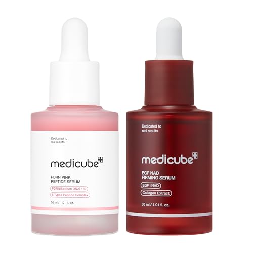 medicube Firming & Anti-Aging Serum Duo: PDRN and NAD EGF Serum | Pink Glow Serum with Peptides, PDRN and NAD, EGF, Collagen for Wrinkle Appearance, Elasticity | Korean Skincare, Gifts for Women