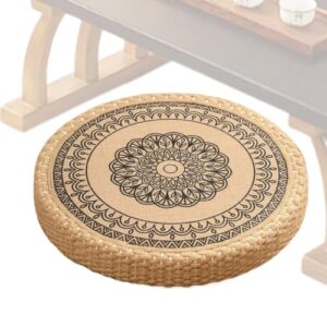 Meditation Floor Pillow with Foam, Handwoven Round Yoga Seating Mat for