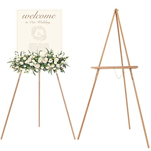 MEEDEN Wood Easel Stand for Display: Wooden Display Tripod Stand for Posters Pictures Paintings - Wedding Decor Holder for Welcome Sign
