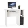 Meerveil Computer Desk Desk with Storage Compartment Cable Management for Office Study 85 x 45 x 75 cm White