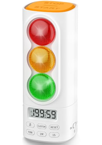 MeesMeek Traffic Light Visual Timer&ADHD Tool for Kids Adults Display Volume Adjustment, with 4 Ringtones for Classroom Desk Home Kitchen Game Countdown Pause Memory Function Charger Type C Included