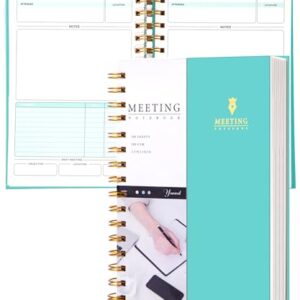 Meeting Notebook for Work, Business Hardcover with Action Items, 5.5 x 8.5