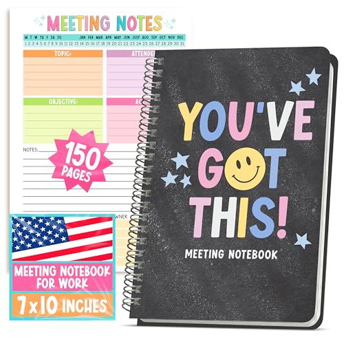 Meeting Notebook For Work Organization - Work Meeting Notebook for Women, Notebooks for Note Taking, Project Planning Notebooks, Note Books for Workers, Business Organizer Planner