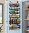 Mefirt Over The Door Pantry Organizer, Pantry Organization and Storage, 6-Tier Deep Baskets Hanging Heavy-Duty Metal, Wall Spice Rack Seasoning Shelves for Home & Kitchen, Laundry Room Bathroom, Black