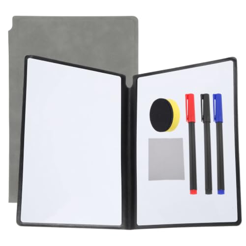 MEGAPENNA A5 Portable Dry Erase Board, Double-Sided Reusable, Gray | Handheld Whiteboard Board Whiteboard Notebook with PU Cover, Pen & Wipe Cloth & Board Eraser, for Office Study Home