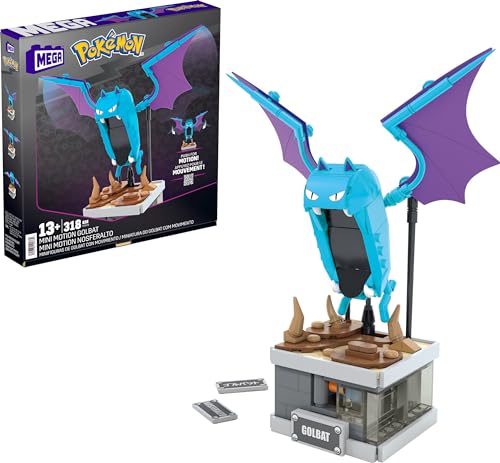 MEGA Pokémon Building Toys Set Mini Motion Golbat with 313 Pieces, Wing Flapping Motion, 5 Inches Tall, for Adult Collectors