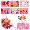 MEGRANATE Montessori Busy Board, Baby Busy Book Educational Learning Toys for Toddlers Quiet Book Activity Books Fine Motor Skills Toys for 3+ Year Old Kids (Pink)