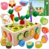 MEGRANATE Montessori Wooden Shape Sorter for Baby Carrot Shape Sorting Toy for Toddlers 3+ Montessori Shape Puzzles Fine Motor Toys Sensory Learning Educational Toys for Kids 1 2 3 4 5 6 Years Old