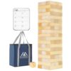 Megwoz Medium Tumble Tower Games for Kids and Adults 57 Blocks New Zealand Pine Wooden Blocks Stacking to 3FT Family Game for Indoors Outdoors Yard Games for Family