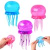 MEIEST 3 PCS Colorful Jellyfish Squeeze Toy - Dream Sensory Fidget Solid Glitter Jelly Squish Toy -Slow Rising Ice Stress Balls-Party Favors Stress Relief Hand Toy