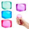 MEIEST 4 PCS Colorful Stress Cube - Sensory Fidget Squeeze Toy with Super Solid Squish-Slow Rising Ice Cube Stress Balls-Stress Relief Hand Toy-2.16" Cube