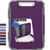 Meiikun Clipboard with Storage, Rugged Shockproof Protective, Internal Pen Pouch & Metal Clip, Heavy Duty Plastic Clip Boards 8.5x11, High Capacity Contractor Folder for School Office (Tomato Purple)