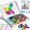 MEIQ 42PCS Mini Magnetic Tiles Travel Set with Iron Storage Box - Portable STEM Building Blocks for Kids 3-8, Montessori Educational Magnet Toys for Airplane, Car Rides & On-The-Go Play