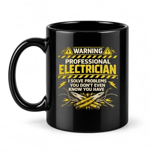 Mejlik Funny Electrician Coffee Mug, Professional Electrician Gift, Birthday Gift for Electrician, Christmas Gift for Electrical Worker, Apprentice Gifts, Funny Coffee Cup (11, ounces)