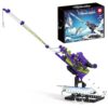 MELAKIY Mechanical Fishing Rod Building Set, 235 Pcs STEM Engineering Toy with Functional Baitcaster Reel, Retractable Line, Lure & Display Stand, DIY Building Kit Gift for Kids 8-12, Boys & Adults