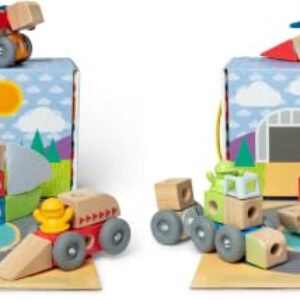 Melissa & Doug Blockables™ Vehicles Snap and Play, Mix and Match Connectable Wooden Building Blocks Play Set Toy for Preschool Boys and Girls (54 Pcs) (Pack of 2)