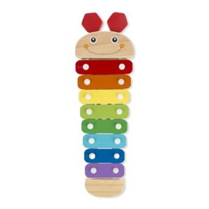 Melissa & Doug Caterpillar Xylophone Musical Toy with Wooden Mallets 15.25" x 6.5" x 1.5", Blue