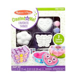 Melissa & Doug Created by Me! Favorite Things Craft Kits Set: Decorate-Your-Own Flower and Heart Treasure Boxes and Butterfly Bank