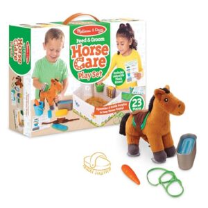 Melissa & Doug Feed & Groom Horse Care Play Set with Plush Stuffed Animal (23 pcs) Pretend Play Horse Plush Toys for Girls and Boys Toddlers Ages 1+ (Pack of 6)
