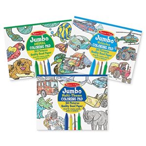Melissa & Doug Jumbo 50-Page Kids' Coloring Pads 3-Pack - Animals, Vehicles, and Multi-Themed - FSC Certified