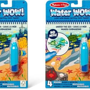Melissa & Doug On The Go Water Wow! Mess Free Coloring Book,Reusable Water-Reveal Activity Pad,Under The Sea,Travel Toys,Party Favors,for Toddlers & Kids Ages 3+ - FSC Certified,(Pack of 2)