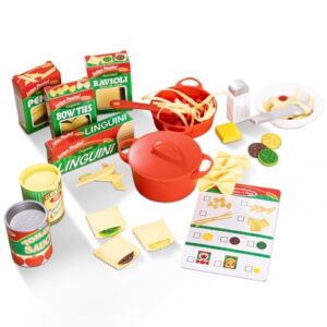 Melissa & Doug Prepare & Serve Pasta Set with Toy Food & Kids Play Kitchen Accessories, Montessori-Inspired Preschool Learning Toys for Girls & Boys 3+ (Pack of 6)
