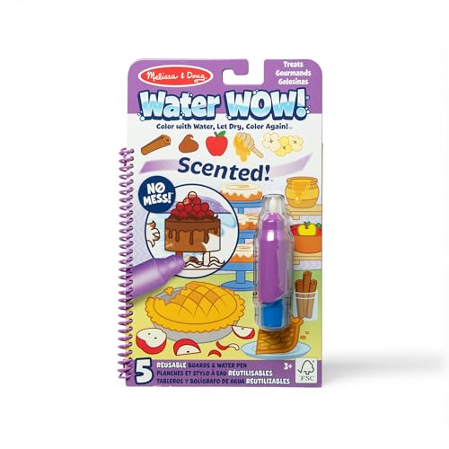 Melissa & Doug Scented Water WOW! Mess Free Coloring Book, Reusable Water-Reveal Activity Pad, Treats, Travel Toys, Party Favors, For Toddlers For Kids Ages 3+ - FSC Certified