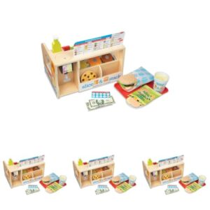 Melissa & Doug Slice-Stack-Serve, Wooden Sandwich Counter Pretend Play Store with Play Food Toys, Play Money & Deli Slicer, Preschool Toys for Kids 3+ (Pack of 4)