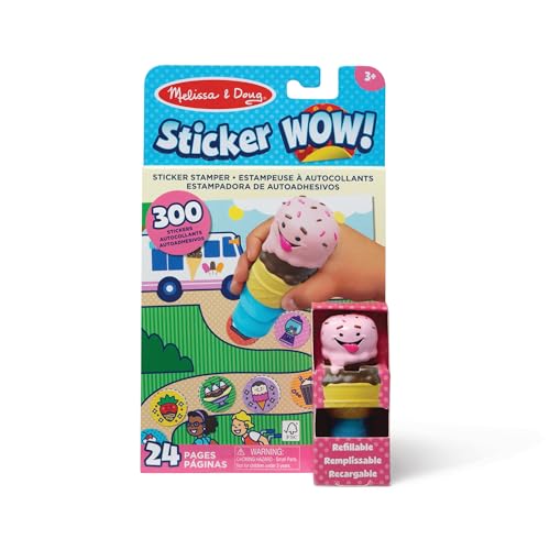 Melissa & Doug Sticker Wow!™ 24-Page Activity Pad and Sticker Stamper, 300 Stickers, Arts and Crafts Fidget Toy Collectible Character – Ice Cream - for Kids Ages 3+ - FSC Certified (Pack of 8)