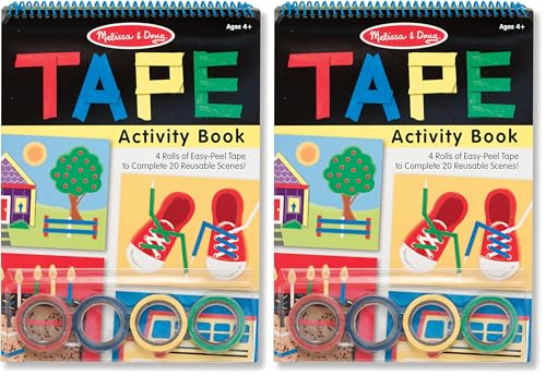 Melissa & Doug Tape Activity Book for Kids with 4 Easy-Tear Tape Rolls (Blue, Green, Red, Yellow) & 20 Reusable Scenes on Spiral-Bound Sheets, Road Travel Toys for Kids Ages 4+, 0.45 inch (Pack of 2)