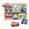 Melissa & Doug Vehicle Jumbo Knob Puzzle, Wooden Peg Puzzle for Toddlers, Educational Toy for Shape Recognition and Fine Motor Skills, Ages 1+