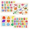Melofaver Montessori Wooden Peg Puzzles for Toddlers 3-5, Kid Learning Toys