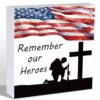 Memorial Day Decorations 4th of July Decorations Table Patriotic Fourth Red White and Blue Rustic Home Office Bathroom Desk Decor Wooden Sign Shelf Season Sign House Warming Gifts 5.9 x 5.9 Inch