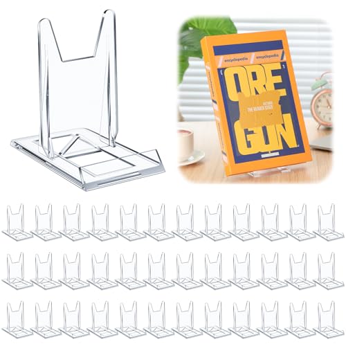 Memorywuu 36 Pack 5.91 inch Acrylic Book Stand for Display Adjustable Clear Display Holder Easel Collector Stand for Home Office Back to School Comic Album CD Magazine Artwork (5.91 x 6.1 x 3.15 Inch)