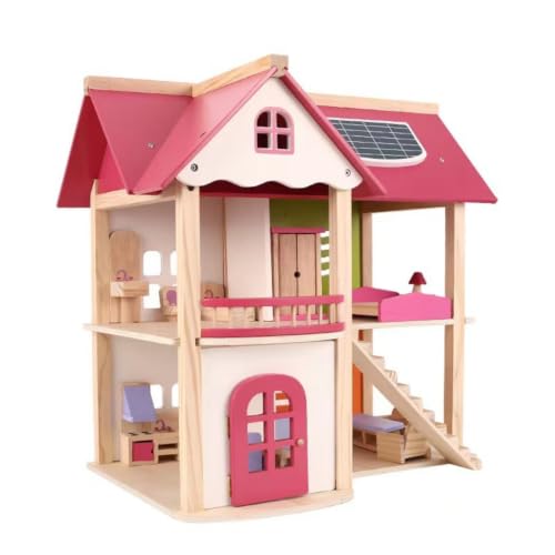 Menolana Children Doll Playhouse Wooden Dollhouse Playhouse House Mini Indoor House with Open Frame and Multi Level Layout Suitable for Pretend Play Role Storytelling Home Decoration
