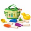Menolana Children Items Beach Toy Set Sand Tools Kit Watering Can Carry Bag Wood Metal Suitable for Beach Sandbox Play Backyard Activities Outdoor Use, Green, Green Bag - Digging Sand