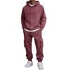 Men'S 2 Piece Tracksuit Sets Hoodie And Sweatpants Set Casual Long Sleeve Pullover Hooded Sweatshirt With Cargo Pocket Joggers Loungewear Outfits Gym Workout Streetwear Fashion(B-Wine,M)