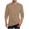 Mens Athletic Shirts Solid Color Basic Stylish Crew Neck Long Sleeve Top