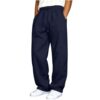 Men's Baggy Sweatpants Fleece Wide Leg Open Bottom Pants Drawstring Waist Loose Straight Leg Active Streetwear with Pockets