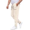 Men's Baggy Sweatpants Wide Leg Lounge Joggers High Waist Drawstring Ribbed Cuffs Streetwear with Contrast Piping Pockets