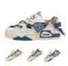 Men's Fashion Street Skateboard Shoes,Lace-Up Casual Sneakers (Blue,7.5)