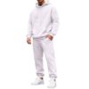 Mens Hoodies Track Suits 2 Piece Set Solid Color Hoodie With Sweatpants Joggers Casual Athletic Tracksuits Fall Winter With Kanga Pocket Loungewear Outfits(B-White,M)