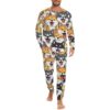 Men's Pajama Set with Henley Neckline (Cute Shiba Inu Cartoon Dog Faces)