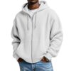 Mens Waffle Hoodie Sweatshirt Long Sleeve Full Zip Drawstring Loose Coat Casual Lightweight Athletic Tops with Pocket（White,4X-Large）